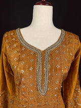 Designer Readymade Salwar Kameez in Mustard Gold Color For Women - Kaash