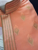Sea Green (Size 44) men's kurta pajama in silk (non-pure) with zari work pattern with lining — Kaash Collection