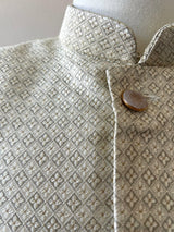 Cream with Pastel Green Hue men's Nehru/Modi jacket in silk (non-pure) with zari embossed woven detail — Kaash Collection