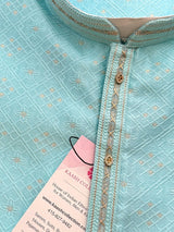 Designers Sea Blue Kurta with Embossed Zari and Self Design Pattern - Kaash