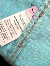 Designers Sea Blue Kurta with Embossed Zari and Self Design Pattern - Kaash