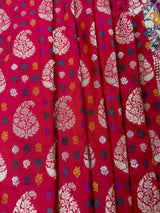 Double-Tone Red & Pink Paithani saree in pure katan silk with double gold zari with paithani pallu & border — Kaash Collection