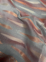 Dual-Shade Grey Banarasi with Deep Rust dupatta in soft silk (non-pure) with dual-tone silver & copper zari — Kaash Collection