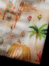 Dual Shade Peach Floral Designer Kurta: Soft Butter Silk, Thread Sequence Work - Kaash