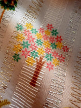 Dual Shade Peach Floral Designer Kurta: Soft Butter Silk, Thread Sequence Work - Kaash