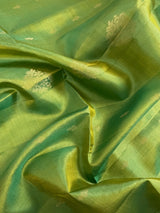 Silk Mark Certified Dual-Tone Green & Sky Blue Pure Kanjivaram saree in pure kanjivaram soft silk with kanjivaram handloom with double-warp construction — Kaash Collection