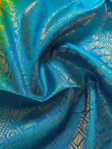 Silk Mark Certified Dual-Tone Green & Sky Blue Pure Kanjivaram saree in pure kanjivaram soft silk with kanjivaram handloom with double-warp construction — Kaash Collection