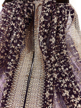 Eggplant Purple soft organza silk dupatta with gold zari embroidery & sequin — Kaash Collection