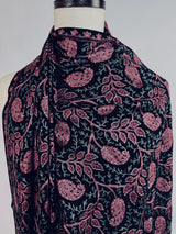 Exquisite Black Kashmiri Wool Shawl with Aari Embroidery, Soft and Light Weight - Kaash