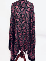 Exquisite Black Kashmiri Wool Shawl with Aari Embroidery, Soft and Light Weight - Kaash