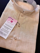 Fawn Beige men's kurta pajama in pure linen cotton with premium linen cotton with fancy buttons — Kaash Collection