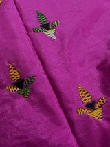 Fuchsia Pink hand Kantha stitch saree on Bangalori silk — Kaash Collection