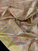 Gold Banarasi Tissue with Pista Green saree in banarasi tissue silk with meenakari floral border on tissue silk — Kaash Collection
