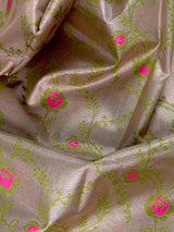Gold Banarasi Tissue with Pista Green saree in banarasi tissue silk with meenakari floral border on tissue silk — Kaash Collection