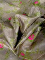 Gold Banarasi Tissue with Pista Green saree in banarasi tissue silk with meenakari floral border on tissue silk — Kaash Collection