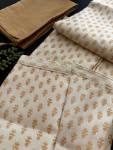 Gold Color Brocade Banarasi Silk Men Kurta with Weave Work - Kaash