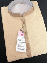 Gold Color Men Kurta Pajama with Weave and Zari Work - Kaash