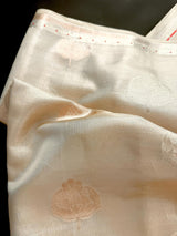 Gold Tissue Silk Saree – Banarasi Border, Muted Leaves Buttas - Kaash