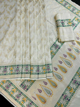 Off White Banarasi saree in banarasi silk with all-over banarasi jaal pattern in zari — Kaash Collection