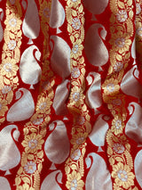 Grand Red Banarasi Silk Traditional Saree with Gold and Sliver Zari Weave - Kaash