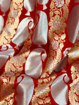 Grand Red Banarasi Silk Traditional Saree with Gold and Sliver Zari Weave - Kaash