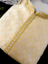 Grand Yellow Color Men's Soft Silk Kurta Pajama Set | Yellow Haldi Function Wear - Kaash
