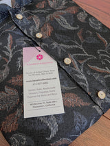 Charcoal Grey men's kurta pajama in banarasi butter silk with banarasi floral weave with cotton lining — Kaash Collection