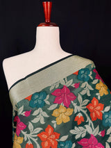 Green Banarasi Cotton Silk Meenakari dupatta in banarasi cotton silk with resham zari with meenakari — Kaash Collection