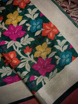 Green Banarasi Cotton Silk Meenakari dupatta in banarasi cotton silk with resham zari with meenakari — Kaash Collection