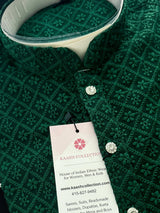 Green Color Chikankari Lucknowi Georgette Men Kurta Pajama Set with Lining - Kaash