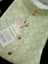 Light Green / Pastel Green men's kurta pajama in soft butter silk with floral digital prints with thread & sequin — Kaash Collection