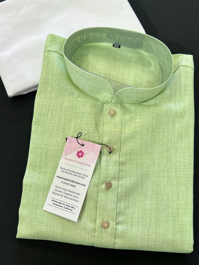 Powder Bluish White men's kurta pajama in pure linen cotton with premium linen cotton with fancy buttons — Kaash Collection