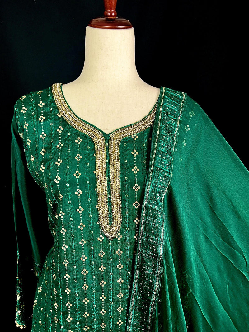 Green Color ReadytoWear Designer Party Wear Salwar Kameez | Indian Wedding Wear for Women | Indian Dress for Women | Readymade Salwar Kameez - Kaash