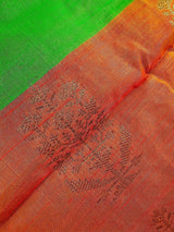 Green Color Soft Banarasi Cotton Tissue Silk Saree with Antqiue Zari - Kaash