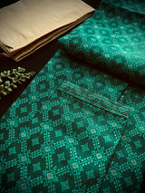 Green Color Soft Satin Silk Kurta with Zari Butti Weave - Kaash