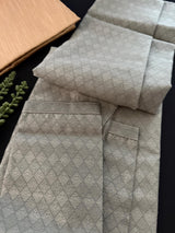 Greenish Grey men's kurta pajama in soft silk (non-pure) with designer self-weave pattern — Kaash Collection