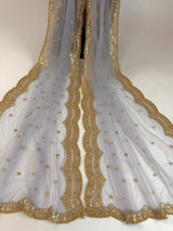 Light Grey net dupatta with zari, sequin & beads — Kaash Collection