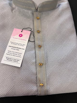 Grey men's kurta pajama in soft silk (non-pure) with self-design material — Kaash Collection