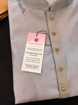 Grey men's kurta pajama in soft silk (non-pure) with self-design material — Kaash Collection