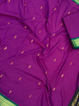 Purple & Green Venkatagiri saree in venkatagiri cotton silk with venkatagiri handloom cotton silk — Kaash Collection