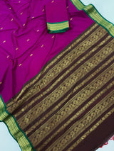 Purple & Green Venkatagiri saree in venkatagiri cotton silk with venkatagiri handloom cotton silk — Kaash Collection