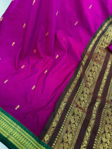 Purple & Green Venkatagiri saree in venkatagiri cotton silk with venkatagiri handloom cotton silk — Kaash Collection