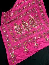 Deep Pink hand Kantha stitch saree on Bangalori silk — Kaash Collection