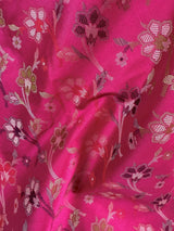 Deep Pink with Cream Pallu Banarasi saree in soft silk with meenakari floral jaal with resham zari — Kaash Collection