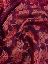 Handmade Eggplant Purple Color Saree in Linen Jamdani Saree with Copper Zari Weave - Kaash
