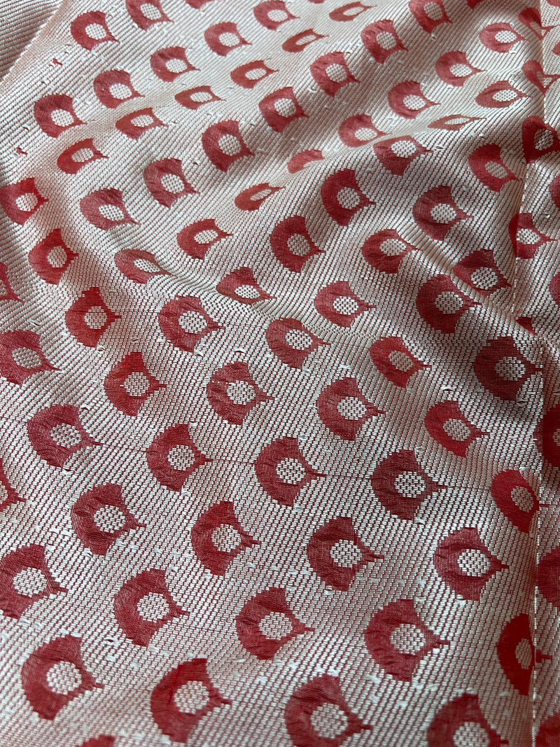 Handmade Gold Beige Banarasi Cotton Silk with Meenakari Flowers - Kaash