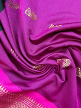Handmade Light Weight Black Color Soft Silk Saree with Purple and Peacock Motifs - Kaash
