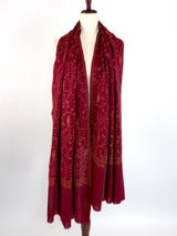 Maroon pure pashmina Kashmiri shawl with hand-embroidered kashmiri needlework — Kaash Collection