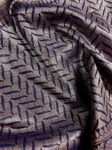 Navy Blue Cotton Silk Banarasi saree in banarasi cotton silk with antique copper & silver zari double buttas — Kaash Collection