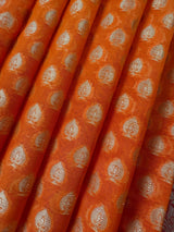 Orange Banarasi Kora Organza saree in banarasi kora organza silk with paithani borders with floral meenakari — Kaash Collection